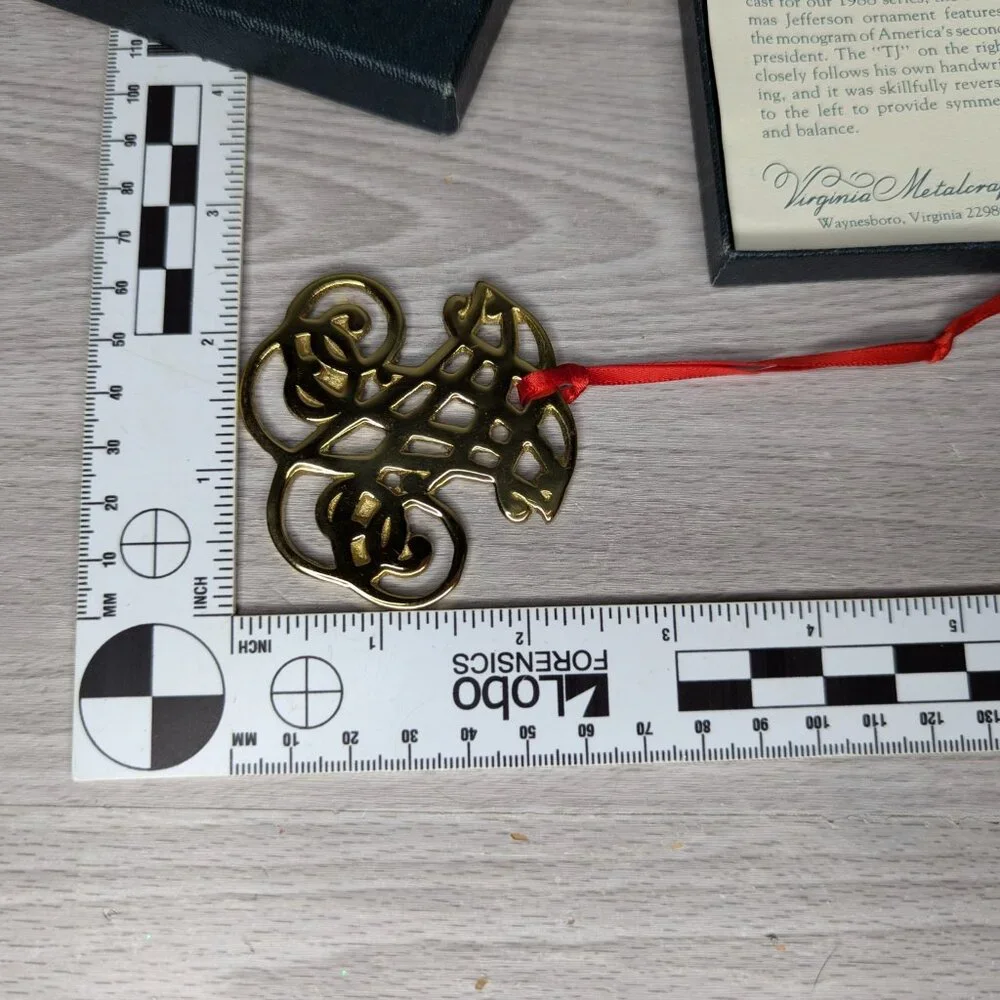 Vintage Williamsburg Virginia Metalcrafters Thomas Jefferson Cypher Ornament